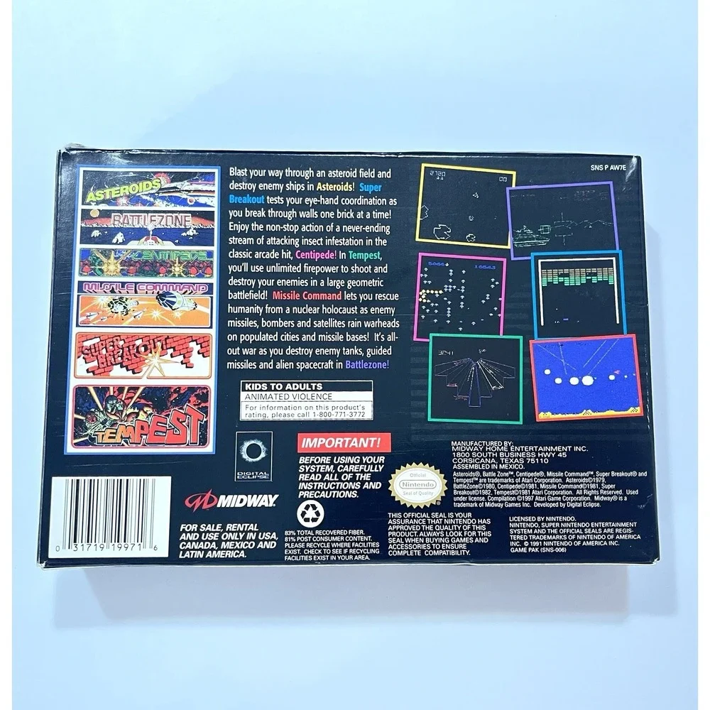Midway Arcade's Greatest Hits Atari Collection 1 (SNES) Super Nintendo CIB